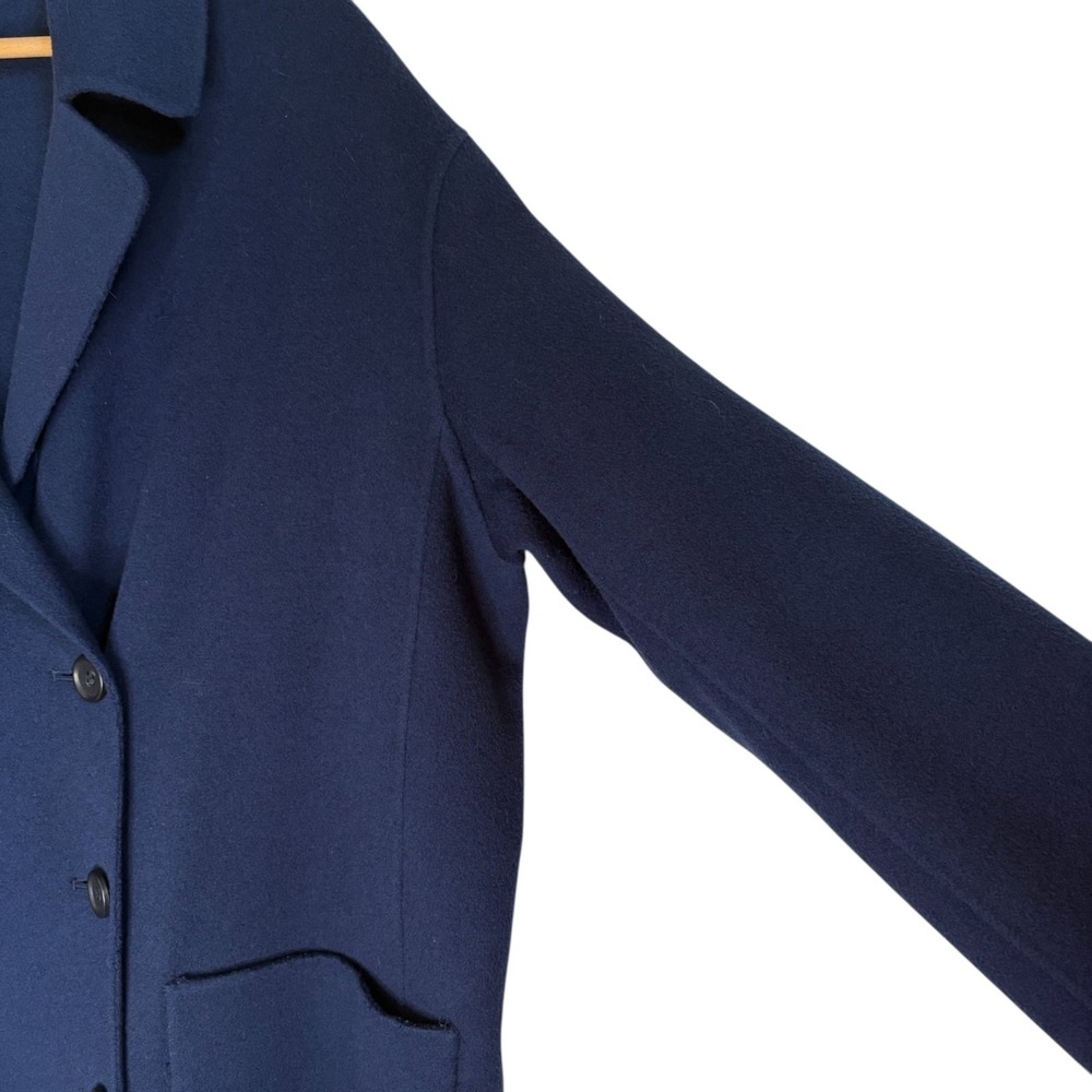Vince Women's Navy Double-Breasted Wool Coat Size Large Long Overcoat Luxury - Picture 5 of 9